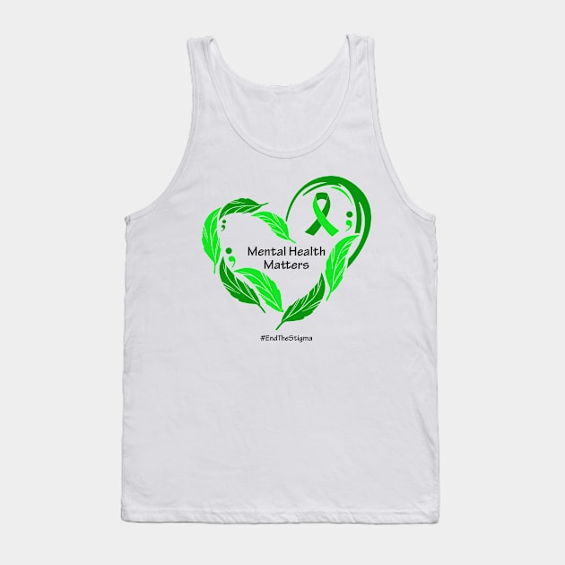 Mental health matters: feather heart, black type Tank Top by Just Winging It Designs